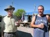 Jim and Dale welcome the day with free coffee at Riverbend.