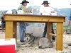 Lobo patiently waits for burgers at the Vickers Ranch Friday cookout.
