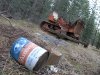 Abandoned bulldozer and Amway in Shasta Forest