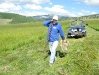 Working on the chain gang in the Vickers Ranch hay field
