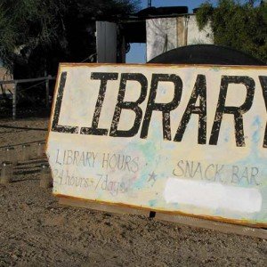Slab City Library Saved! Slab-City-Lizard-Tree-Library-Sign