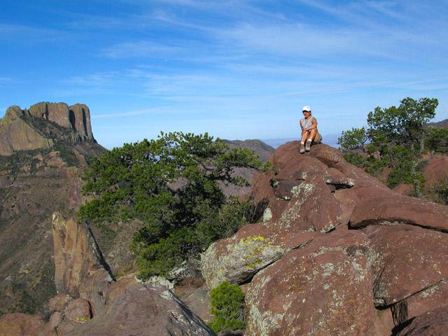Rene hikes to View Casa Grande in Big Bend