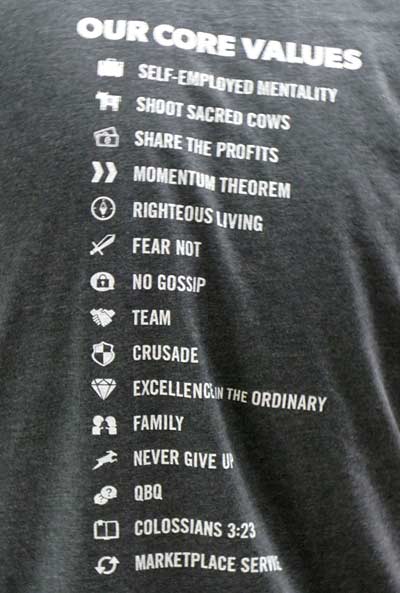 Dave Ramsey, shirt, Core Values, employees, Ramsey Solutions Inc.