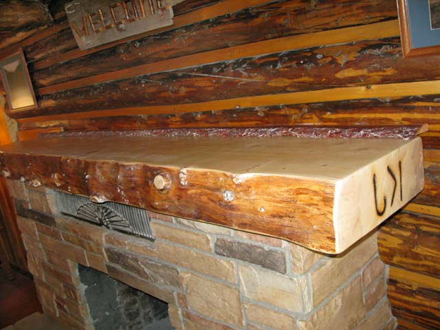 Vickers Ranch Handmade Log Fireplace Mantle