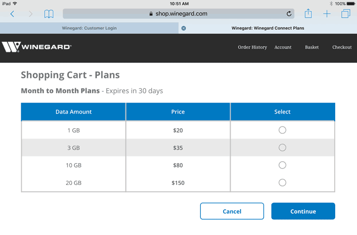 Winegard ConnecT Data Plans